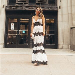 Dress The Population Black and White Lace Dress